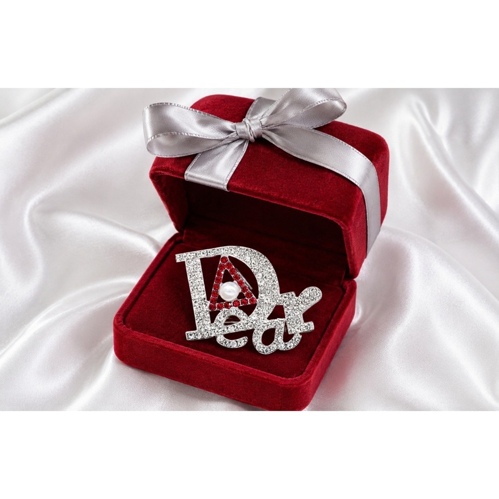 Delta‎ Sigma Theta Brooch Rhinestone and Pearls Featuring DEAR